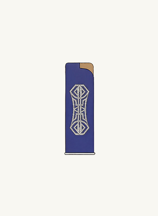 Palais lighter in lapis lazuli set with a diamond geometric cartouche
