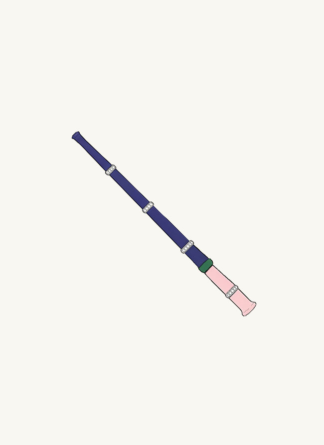Feuillage cigarette pipe in lapis lazuli with a pink opal mouthpiece and diamond bands